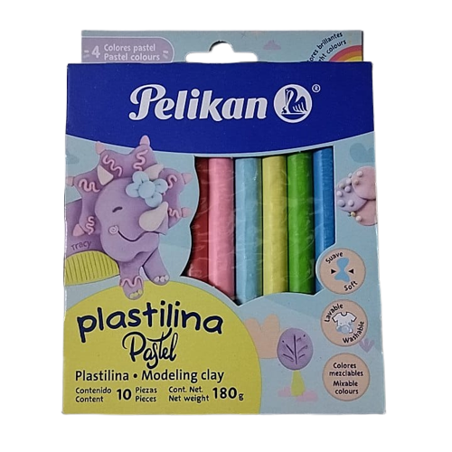 Plastilina Caja con 10 Barritas Colores Pastel Pelikan