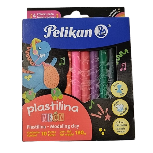 Plastilina Caja con 10 Barritas Colores Neon Pelikan