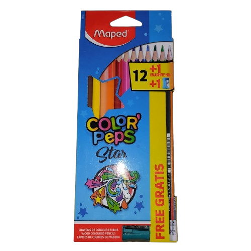 Lapices de Colores Caja con 12 Piezas Largos Triangulares Color Peps