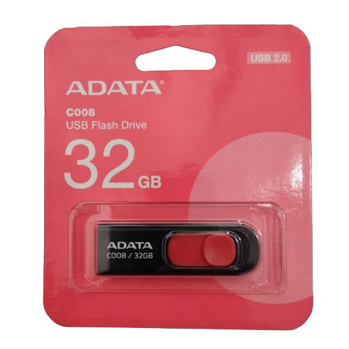 Memoria flash adata C008 32GB USB 2.0 NEGRO/ROJO (AC008-32GB-RKD)