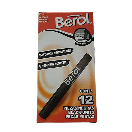 Plumon permanente berol negro 12 piezas