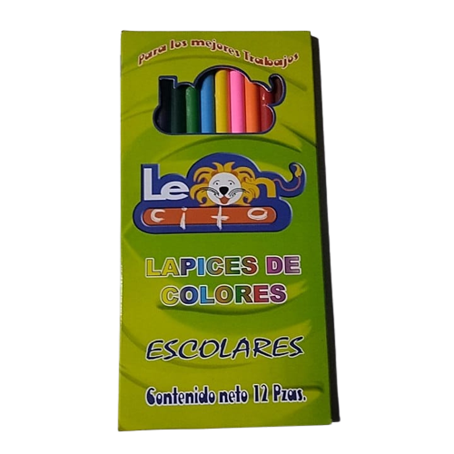 Lapices de colores leoncito largos con 12 piezas