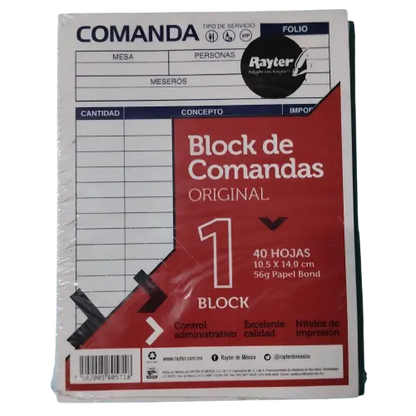 Block de comandas con 40 hojas rayter