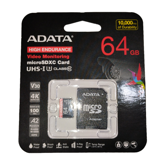 Memoria micro sdxc Adata 64GB U3 V30 Endurance AUSDX64GUI3V30SHA2-RA1