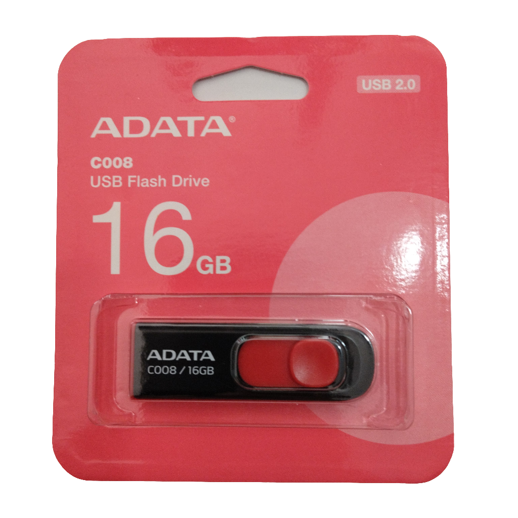 Memoria Flash adata C008 16GB USB 2.0 NEGRO/ROJO (AC008-16G-RKD)