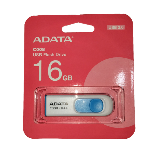 Memoria Flash Adata C008 16GB USB 2.0 blanco/azul AC008-16GB-RWE