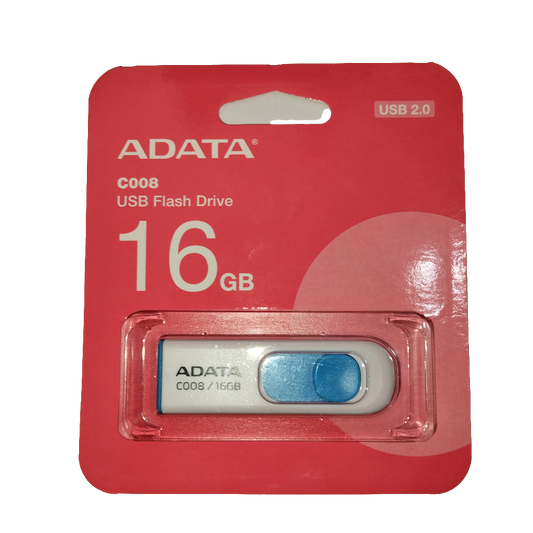 Memoria flash adata C008 16GB 2.0 Blanco/Azul (AC008-16G-RWE)