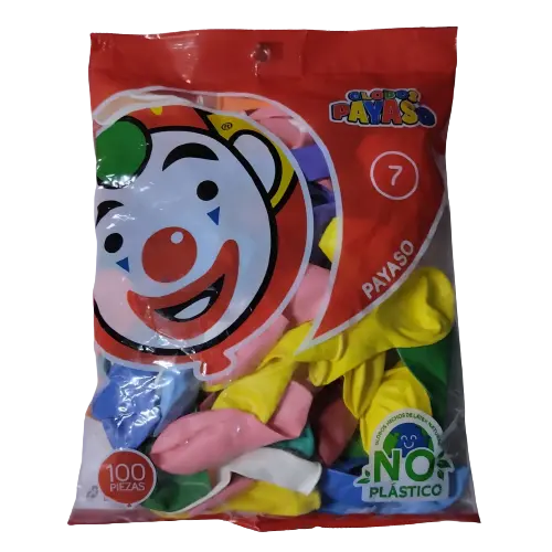 Bolsa de globos colores surtidos número 7 marca payaso - Bluendig