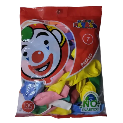 Bolsa de globos colores surtidos número 7 marca payaso - Bluendig