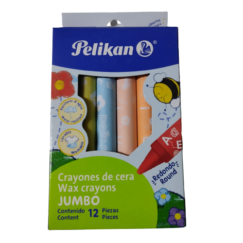 Crayon Pelikan escolar redondo jumbo con 12 colores - Bluendig