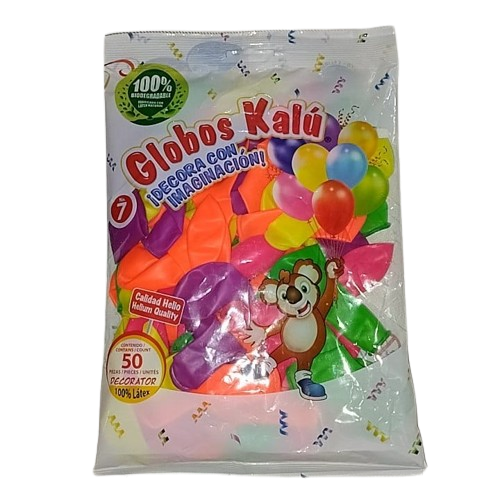 Bolsa de globos Kalu surtidos Neon #7 con 50 piezas